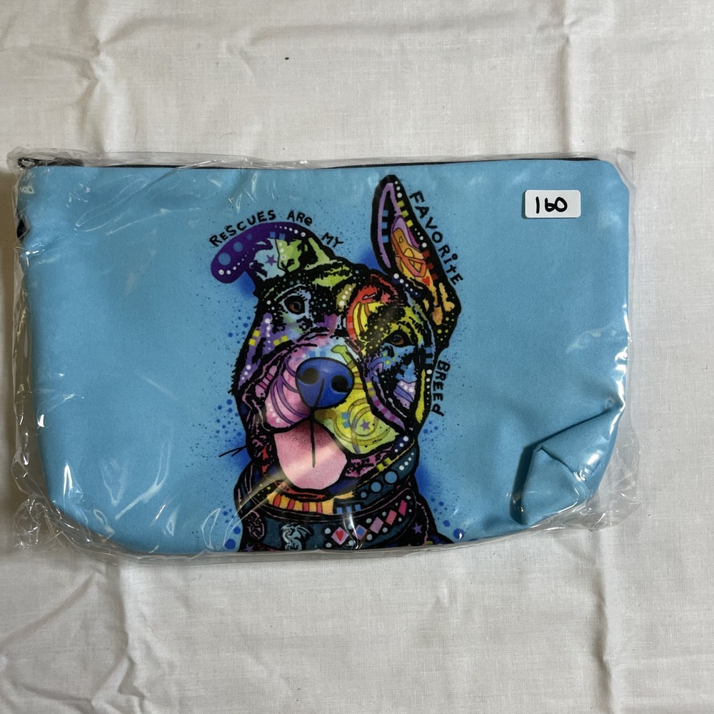 The Pouch Rescues Are My Favorite Breed NWT‎ Dog Art Makeup Bag Cosmetic Pouch